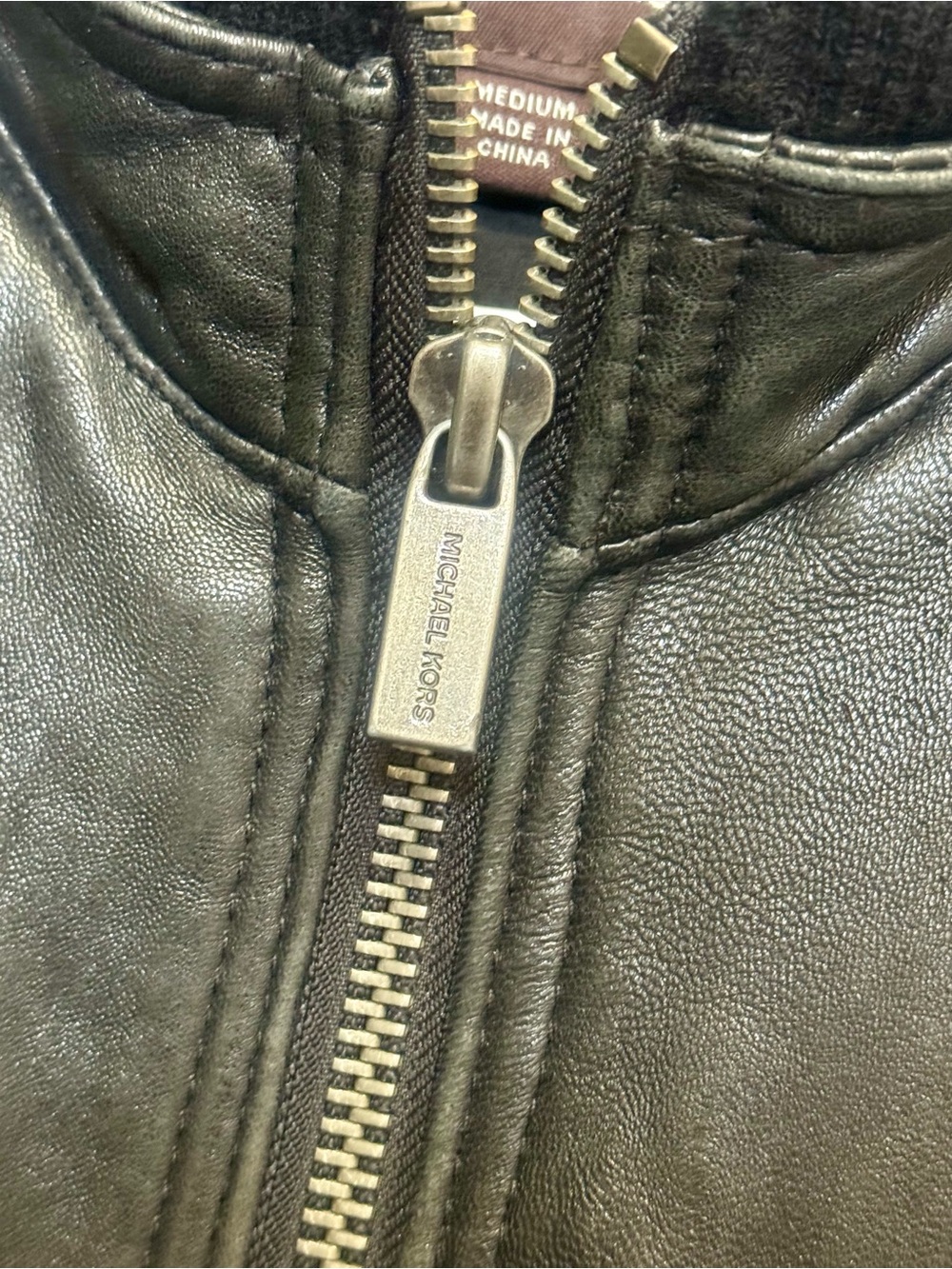 Michael Kors Black Genuine Leather Jacket - Picture 6 of 9